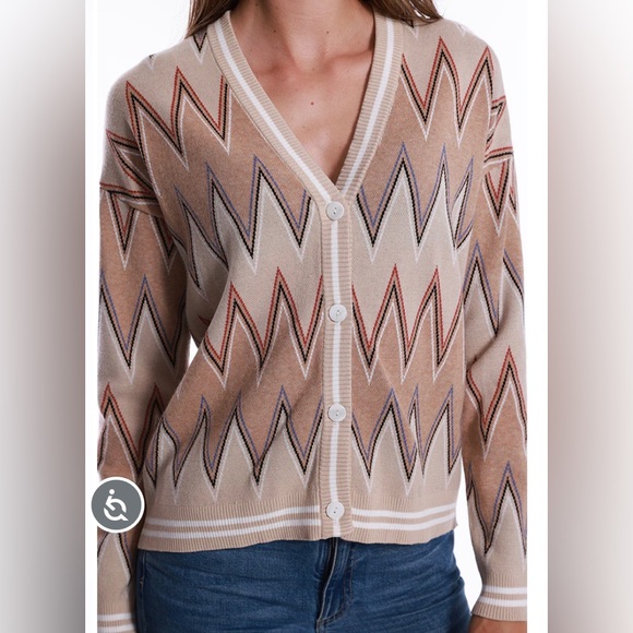 Minnie Rose Viscose Blend Chevron Cardigan Multi Color (read description) - Picture 13 of 15